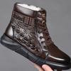 Męskie Zimowe Bawełniane Buty Moda Wysokie Sznurowane Brytyjski Styl Ciepłe Pluszowe Płaskie Krótkie Botki Męskie Bawełniane Buty Zapatillas Hombre