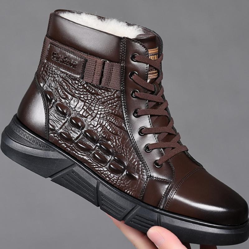 Męskie Zimowe Bawełniane Buty Moda Wysokie Sznurowane Brytyjski Styl Ciepłe Pluszowe Płaskie Krótkie Botki Męskie Bawełniane Buty Zapatillas Hombre