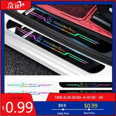 GLC GLB 4Pcs Car Laser Threshold Protect Auto Emblem Sticker Accessories For Mercedes Benz AMG Brabus Smart W204 GLC CLA W205 W