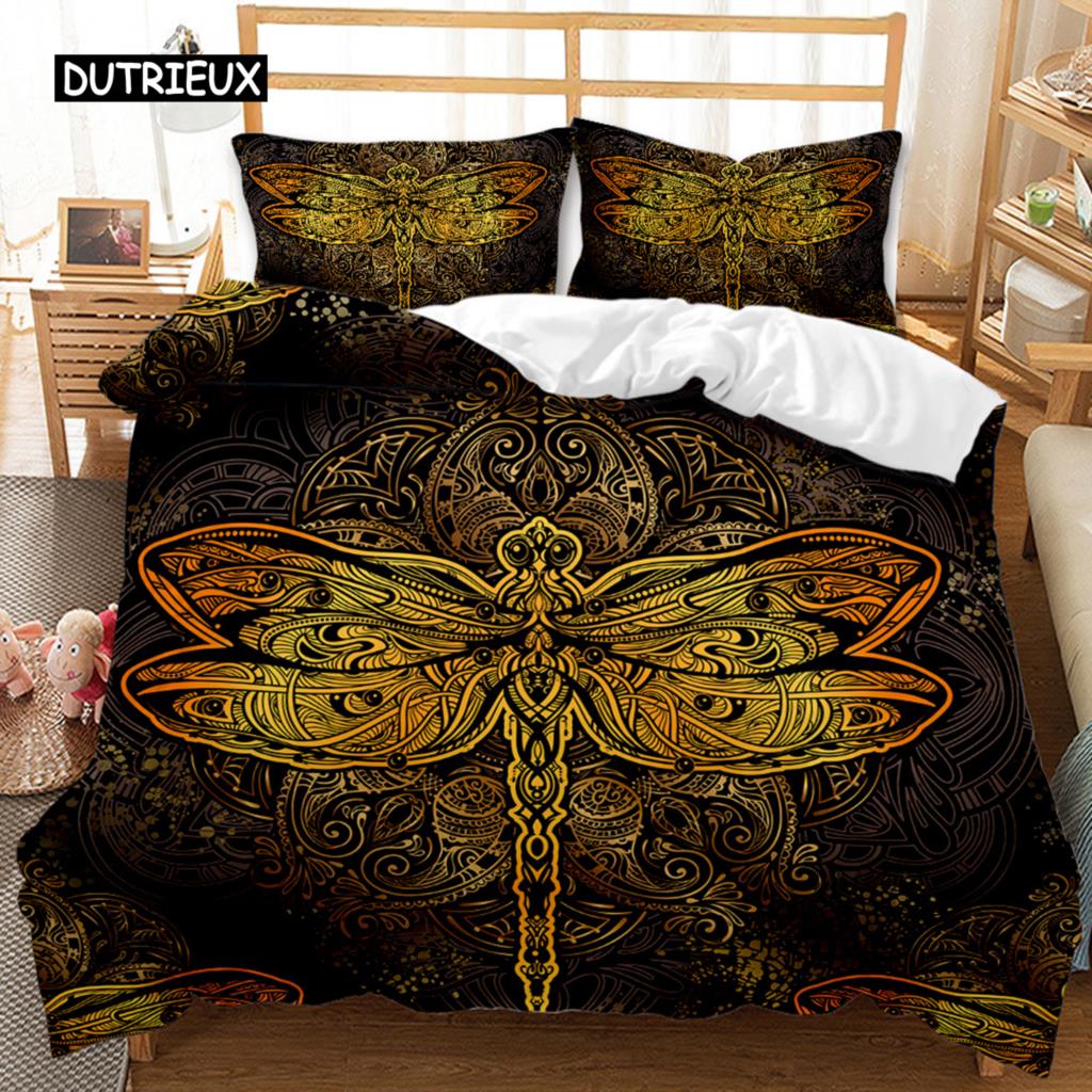Bohemian Duvet Cover Set 3D Golden Sun and Moon Bedding Set for Kids Teens Adults Double Queen King Size Polyester Qulit Cover