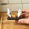 Night Atmosphere Light Base Cute Ghost And Bonfire Figurine, Resin Campfire Ornament for Halloween Tabletop Gift Friends Decor, Cartoon Double Statue