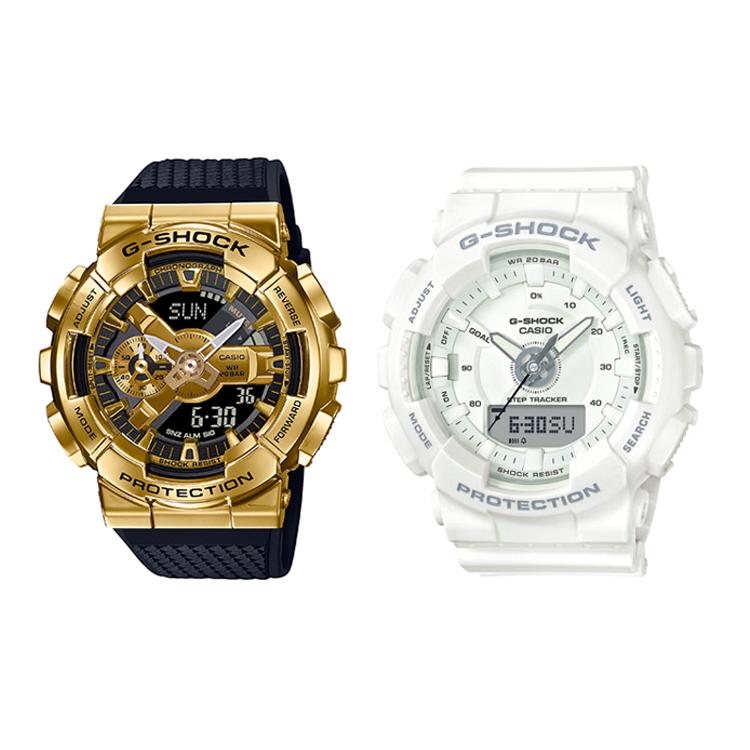 CASIO Unisex Pair Table Series Black Watch GM-110G-1A9+GMA-S130-7AER