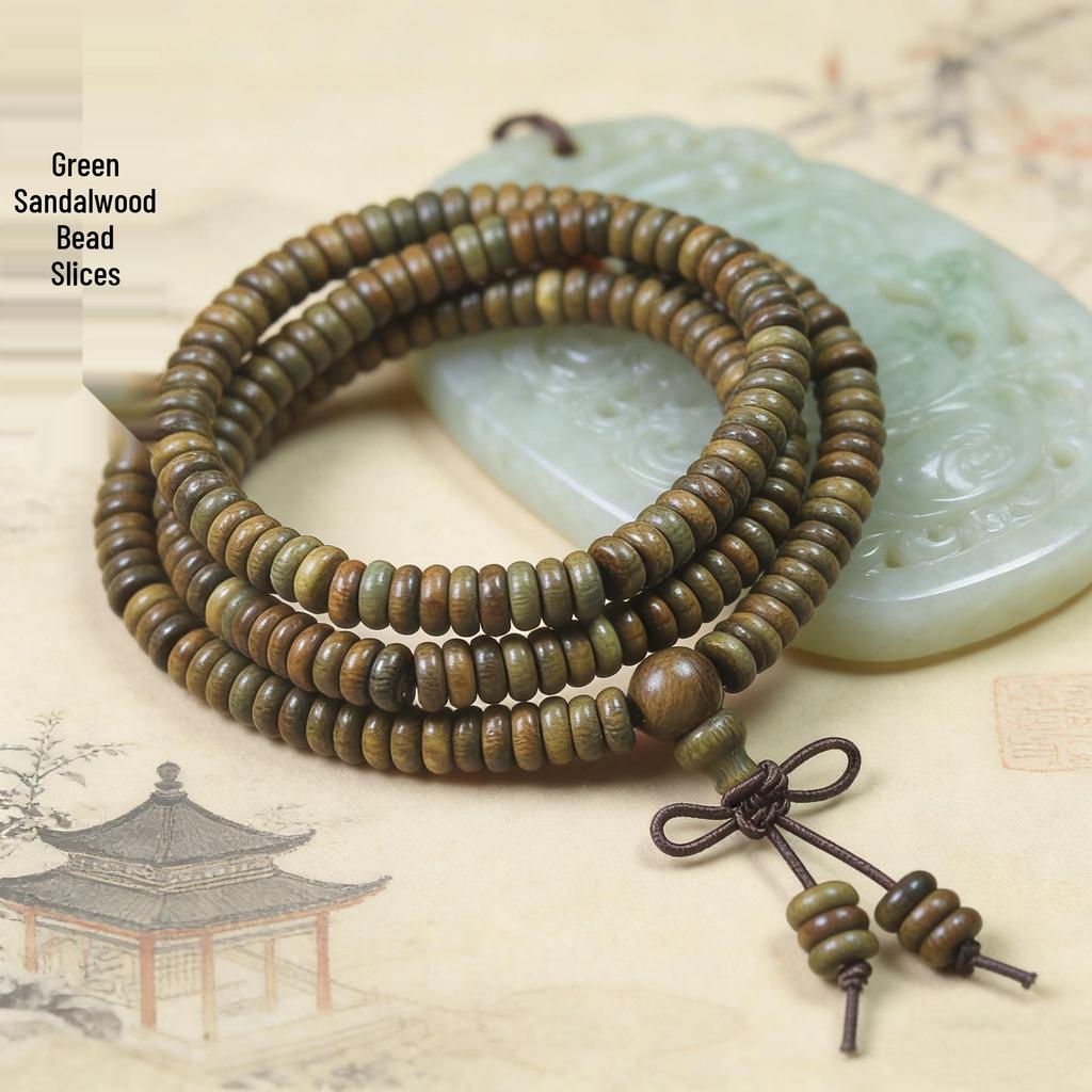 Argentina Green Sandalwood Beaded Bracelet: 8mm Buddhist Rosary for Men & Women