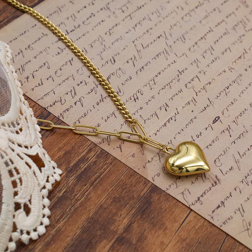 Jewelry Splicing Chain Love Titanium Steel Necklace Girls Girlfriends Niche Design 18K Collarbone Chain Jewelry