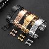 Luxury Solid Stainless Steel Watch Bracelet with Curved End 18mm 20mm 22mm Double Press Folding Buckle Watch Strap Accessories