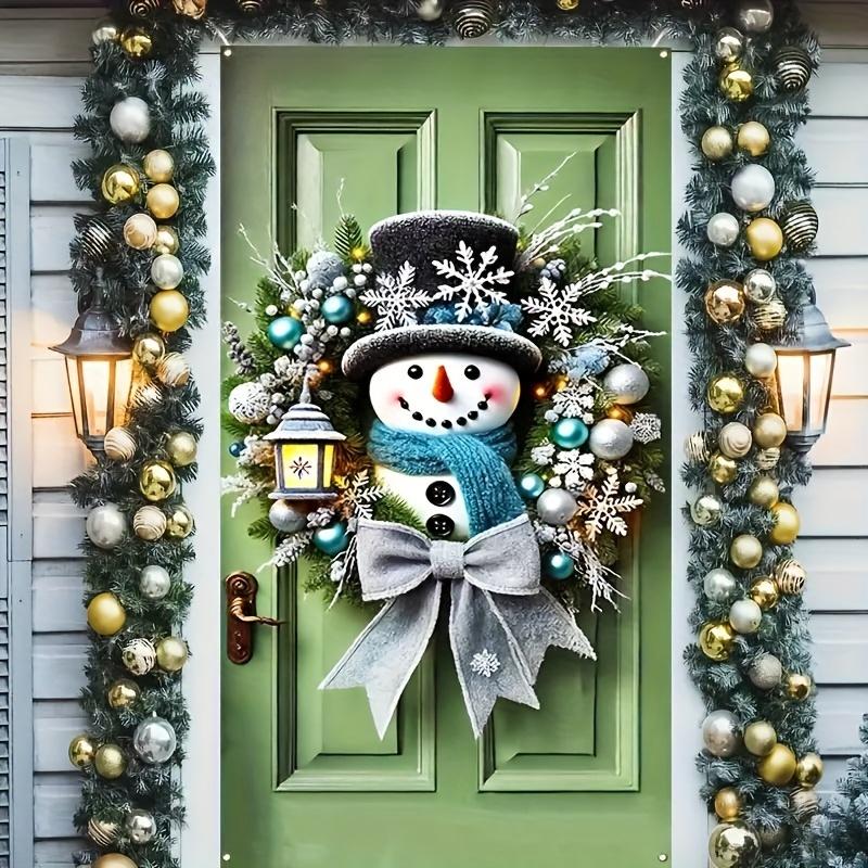 

Зимний Снеговик Рождественский Венок Украшение на Дверь Подвесной Баннер на Дверь Зимний Милый Наружный Снеговик Фон Рождество