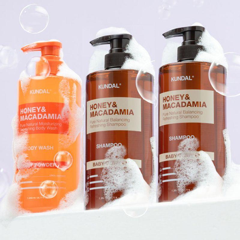 KUNDAL Honey & Macadamia Nature Shampoo 500ml x 2 + Body Wash 500ml Fuzzy Navel (2 Shampoos + 1 Wash)