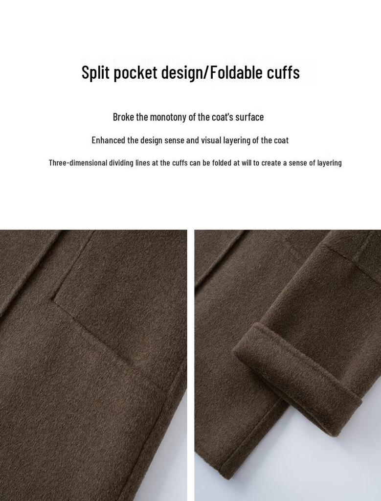 WHIteALLUSION Vintage Double-Sided Wool & Cashmere Blend Mid-Length Coat