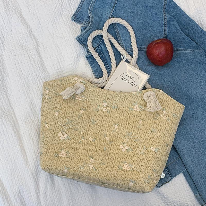 Large Capacity Fashion Korean Version Woven Handbag 2025 Spring New Versatile Ins Shoulder Armpit Bag Tote Bag