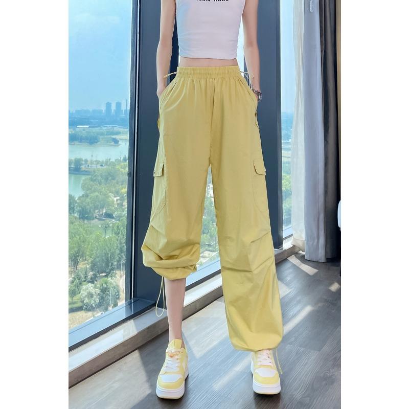 Women's Quick Drying Thin Sports Pants Summer High Waist Casual Convertible Cargo Pants for Outdoor Exercise Fitness