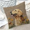 Retriever Floral Design Cushion Covers Chair Living Room Pillowcase Cozy Zipper Sofa Pillow Covers Bedroom Indoor Home Decor