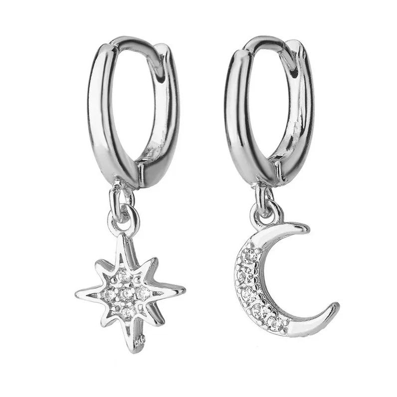 2 Paires Boucles d'Oreilles Créoles Petites Câlins en Acier Inoxydable Pour Femmes Petit Pendentif Cristal Zirconium Boucles d'Oreilles Cartilage Bijoux Piercing