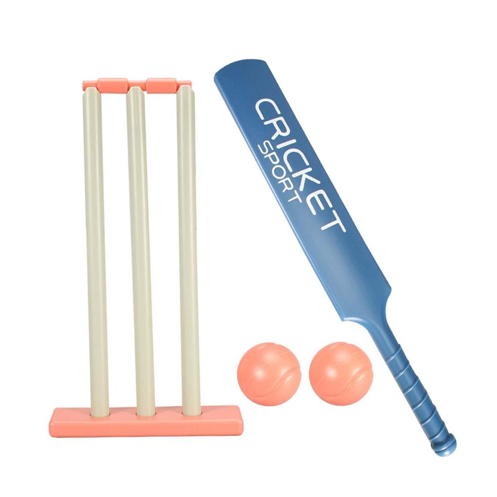 Kids Cricket Set Outdoor Sports Toys Stumps with Stand Holiday Games 2 Balls Garden for