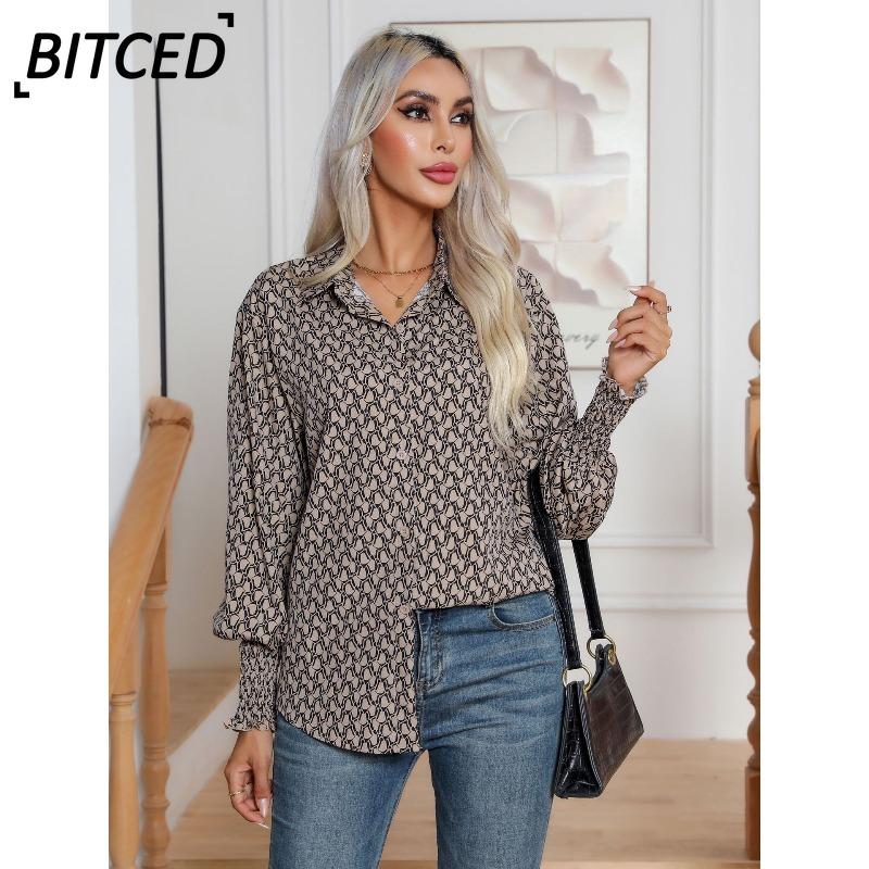 BITCED Women's Fashion Casual POLO Neck Long Sleeve Blouses & Shirts