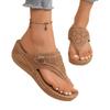 Women's Rhinestone Toe-Post Wedge Sandals, Stylish Open-Toe Flip Flops, Plus Size Summer Shoes