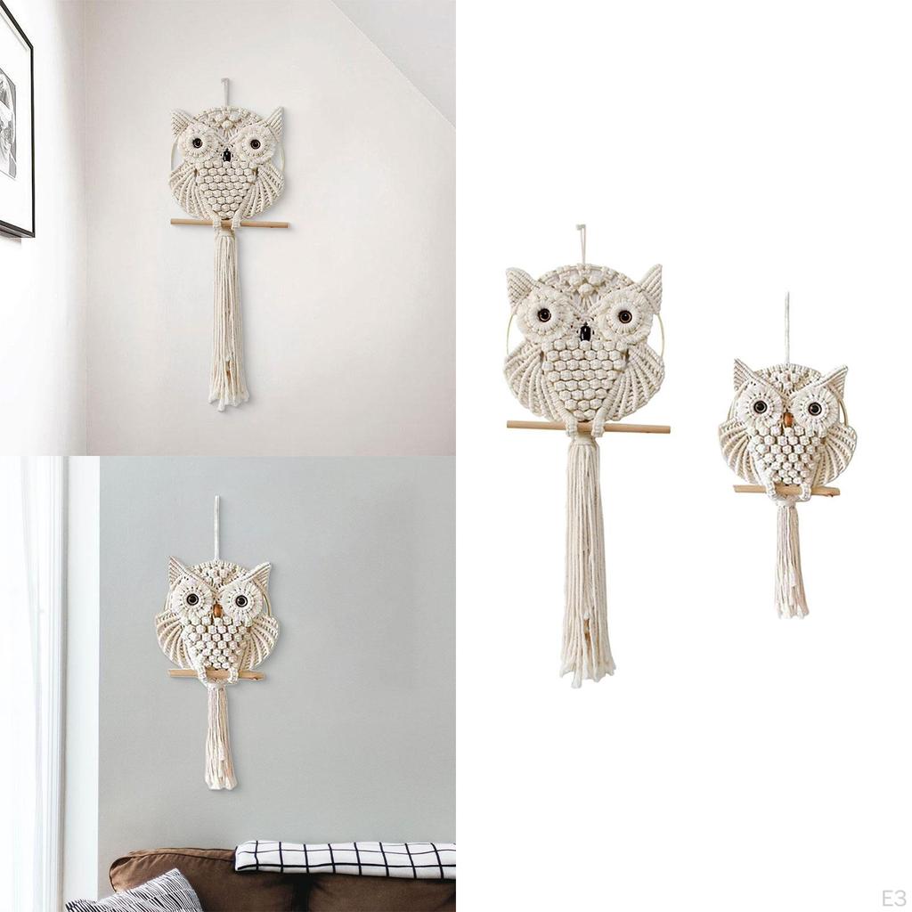 Decorazione da Appendere Macramè Gufo Boho per Dormitorio e Cameretta