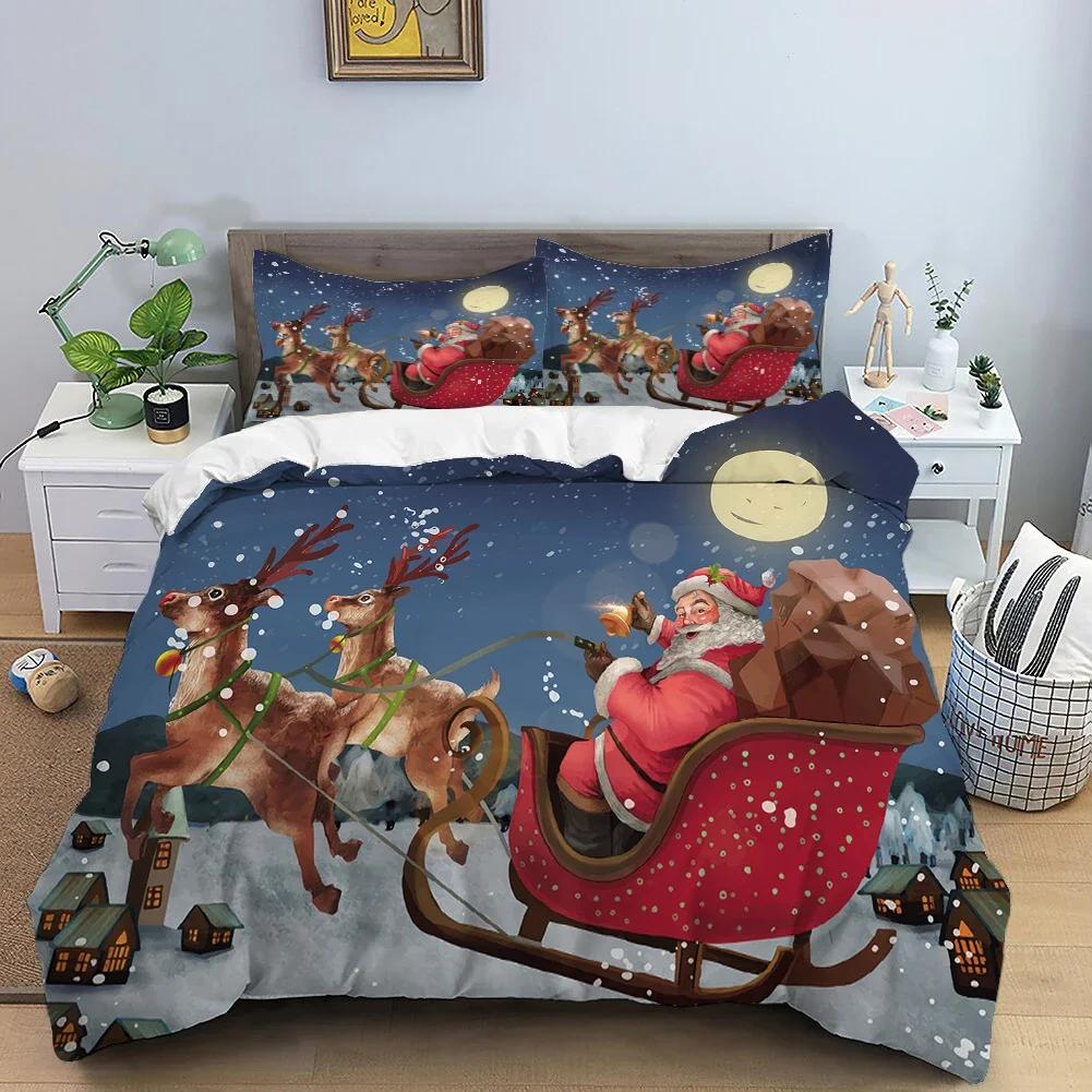 Christmas 3D Printing Digital Printing Bedding Set Duvet Cover Comforter Bed Single Twin Full King Queen Size Bedding Set Kids