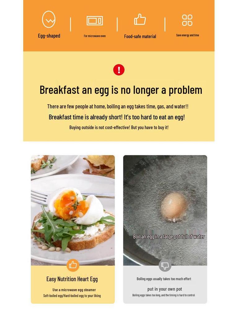 White Egg-Shaped 4-Egg Microwave Steamer Cooker