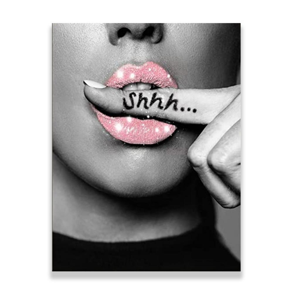 

2Pcs Decorative Pink Glitter Decor Painting Elegant Canvas Wall Art WC Toilet Decor S-Style 4