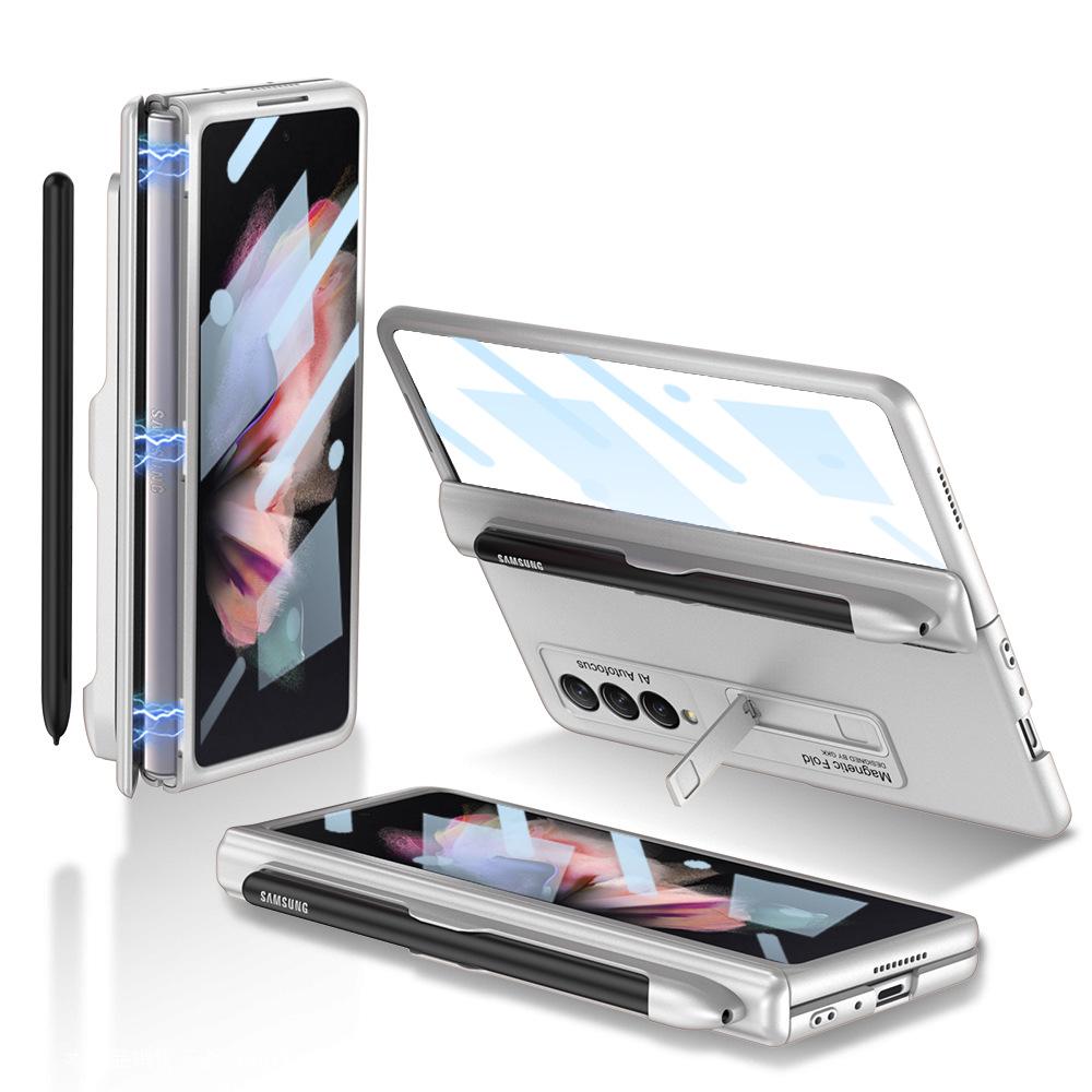 Suitable for Samsung Fold3 Mobile Phone Case Folding Screen Full inclusive Anti Fall W22 Creative Hinge Magnetic Pen Slot Central Shaft Protection