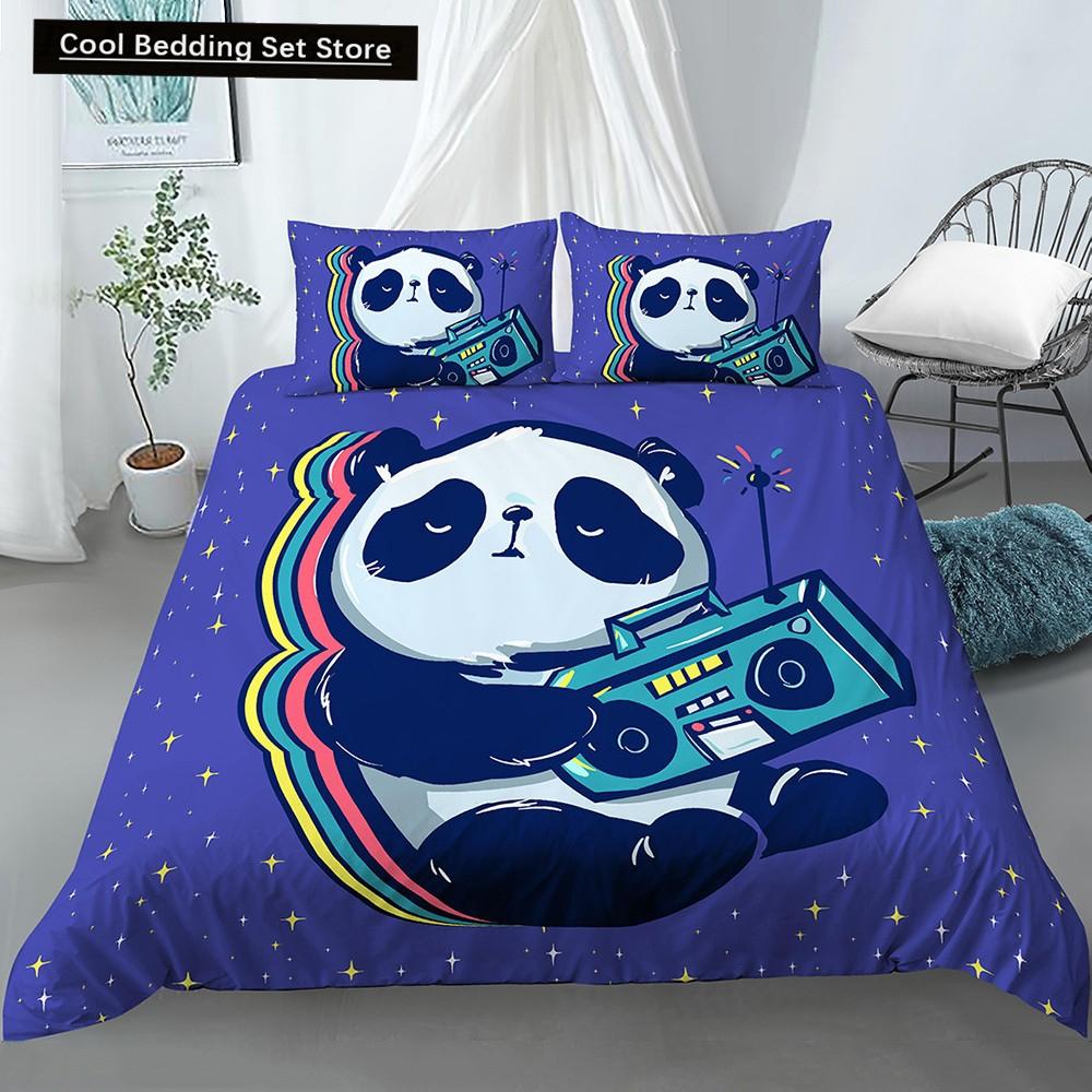 Cartoon Lovely Panda Bedding Set White Bed Linen 3D Print Gift for Kids Girls 2/3pcs Twin Single Queen King Size Duvet Cover Set