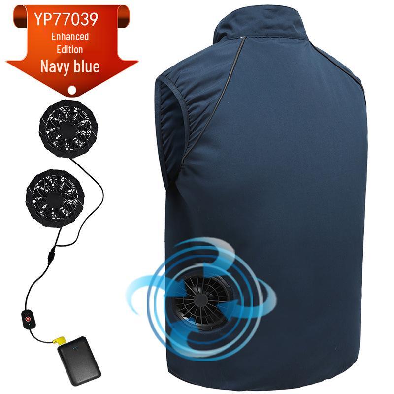 

Светоотражающий рыболовный жилет со встроенным охлаждающим кондиционером 10,000mAh Power Bank темно-синий