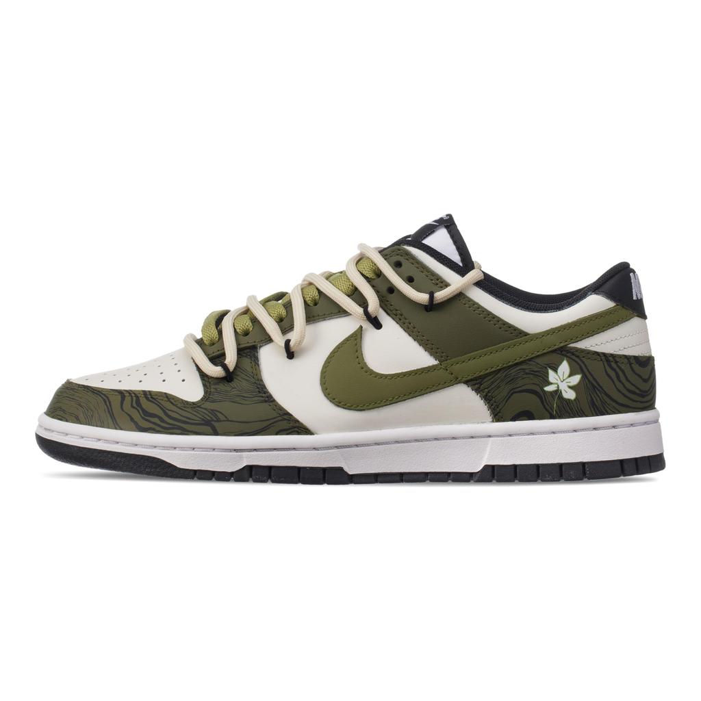 Nike Dunk Slip Resistant Cushioning Abrasion Resistant Low top Skateboard Shoes Unisex White Green DD1391-100(Team144-)