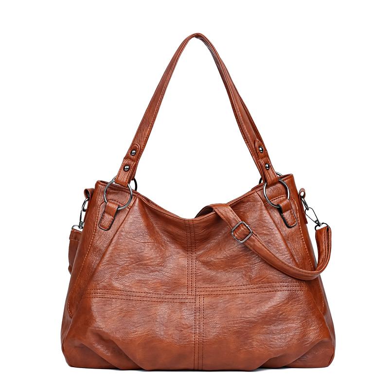 Middelaldrende tøyveske for kvinner Skulder Crossbody-veske Håndveske med stor kapasitet Mykt skinn morveske