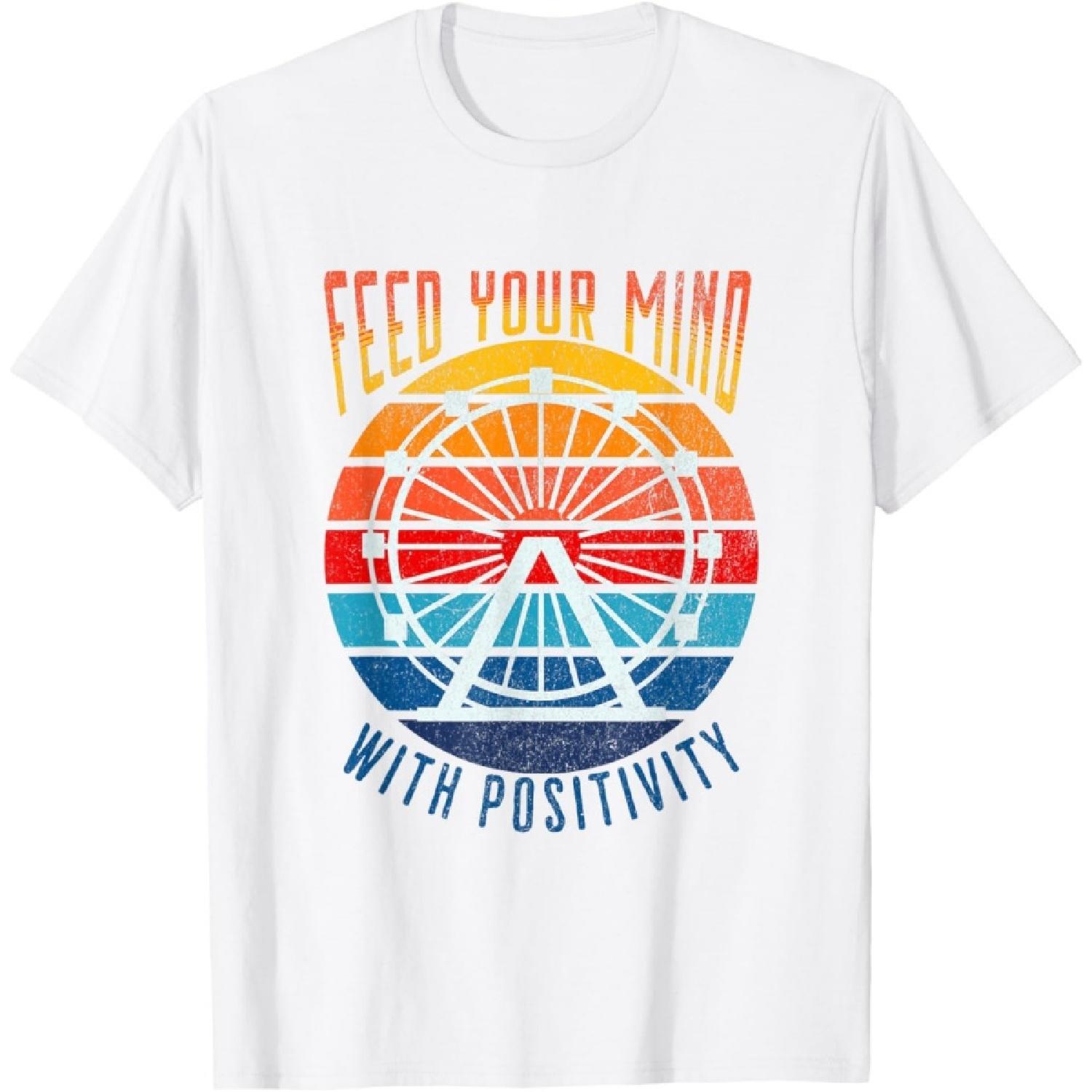 Feed Your Mind With Positivity Retro T-Shirt XXXXXL белый