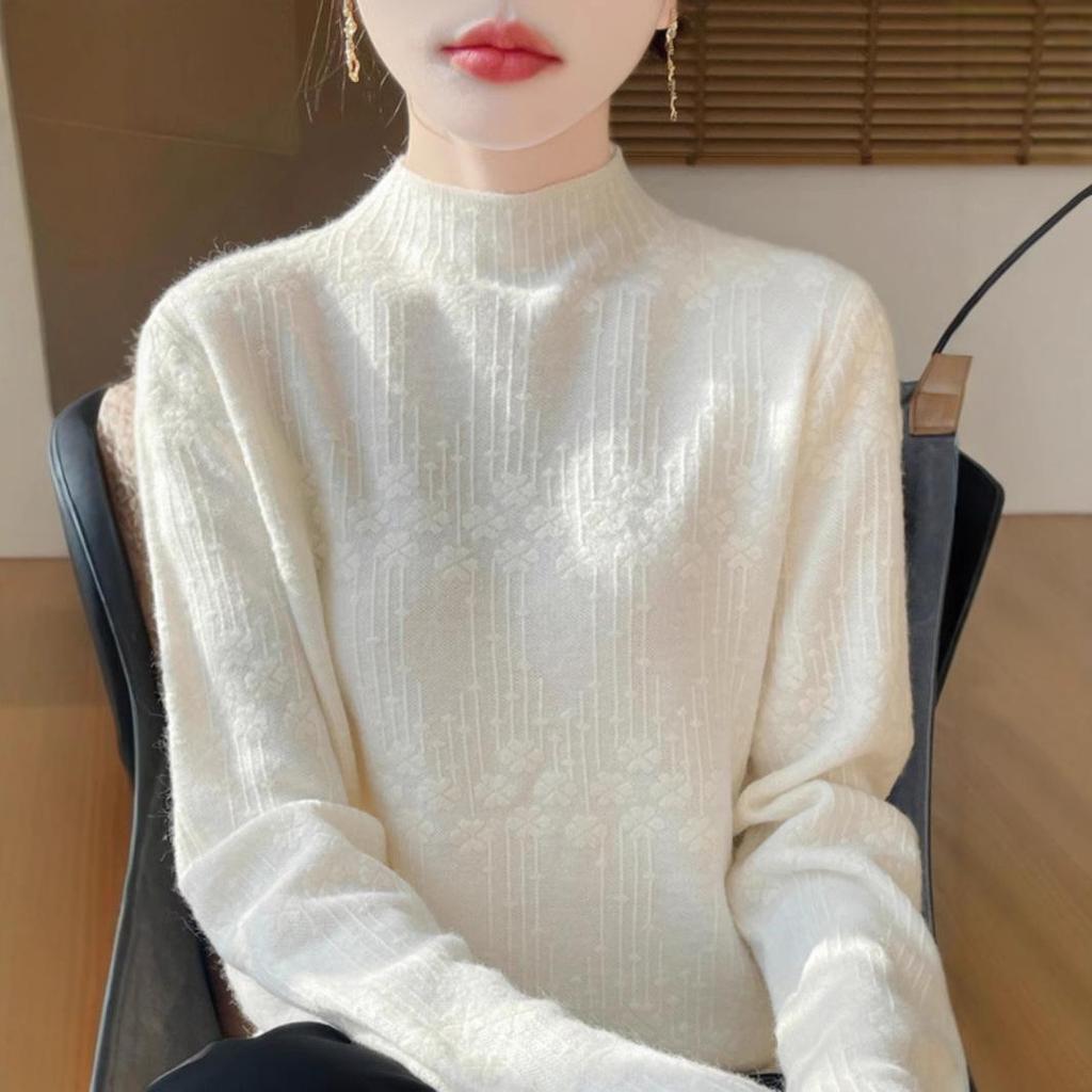 2025 Damski, stylowy, ciepły, luźny sweter z wysokim kołnierzem – grubsza warstwa bazowa na jesień/zimę