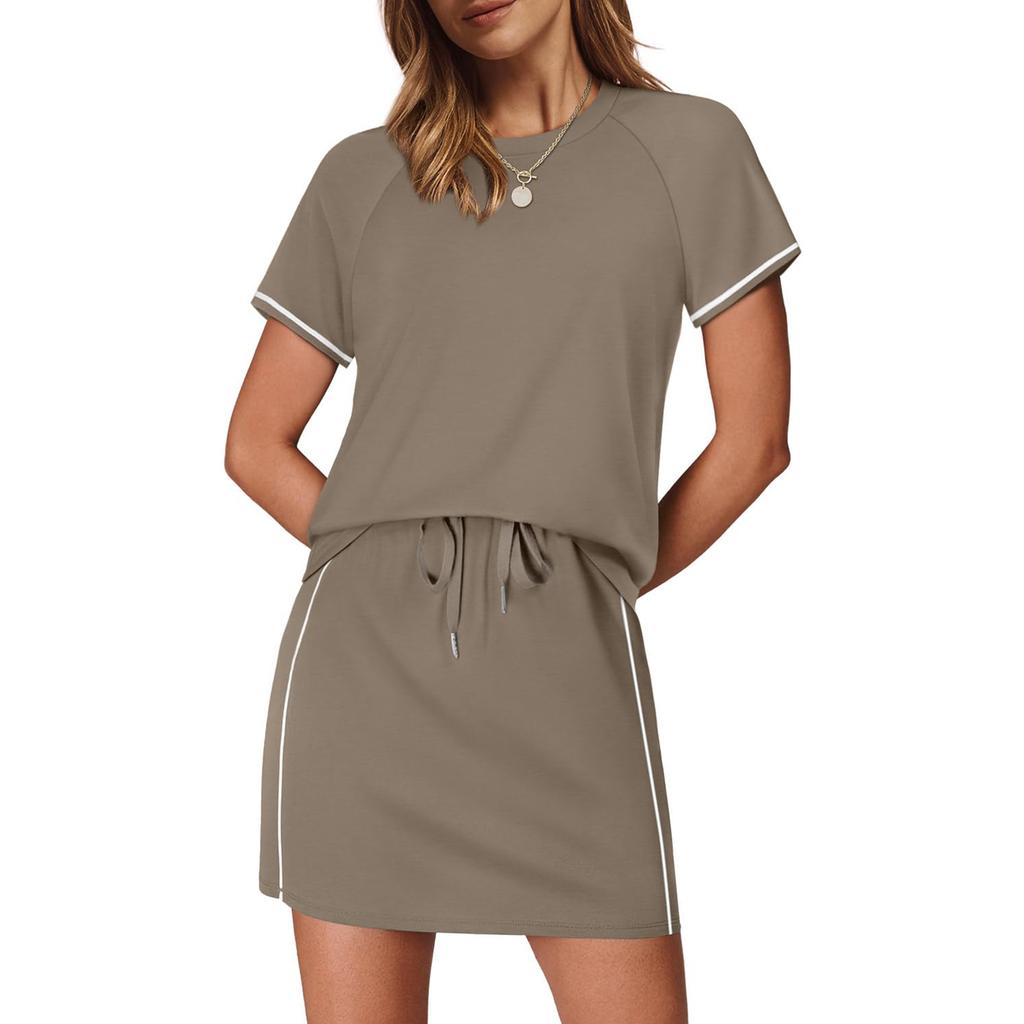 Ensembles 2 Pièces Pour Femmes Ensembles Jupe Tenues d'Été Ensemble Vêtements Femmes Voyage Entraînement Ensembles Jupe-Short