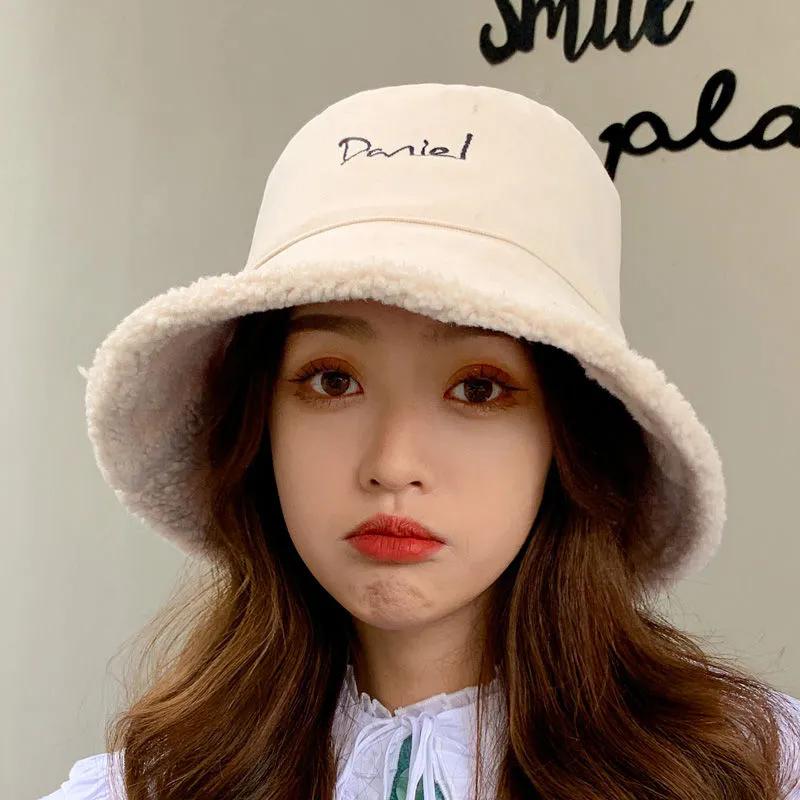 WTEMPO Women's Autumn Winter Lamb Wool Plush Cute Bomber Hats Removable Thickened Solid Color Ear Protection Bucket Hats