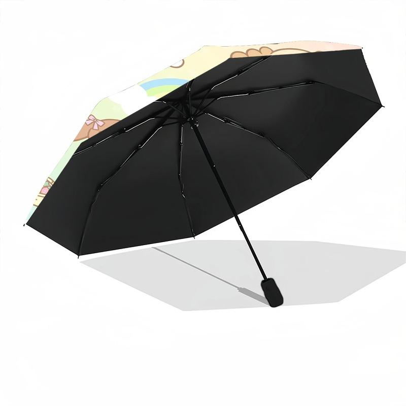 1pc Kuruomi Umbrella Portable Folding Umbrella Iron Frame Hole Bone Structure Outdoor Home Umbrella