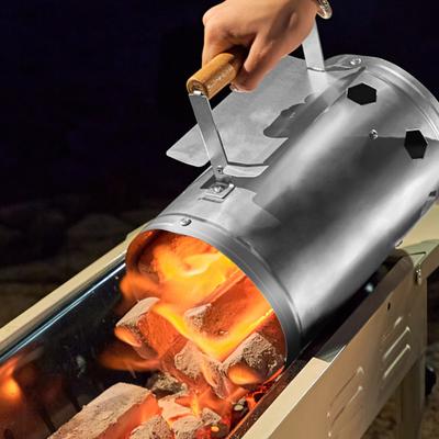Komínový podpalovač dřevěného uhlí Extra velká kapacita Rukojeť pro komíny na dřevěné uhlí s Dřevěným A BBQ