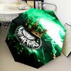 1PC Green And White Passion Printed Umbrella Folding Umbrella, Automatic Umbrella 8-Frame for Travel, Camping Fan Gifts Christmas Gifts