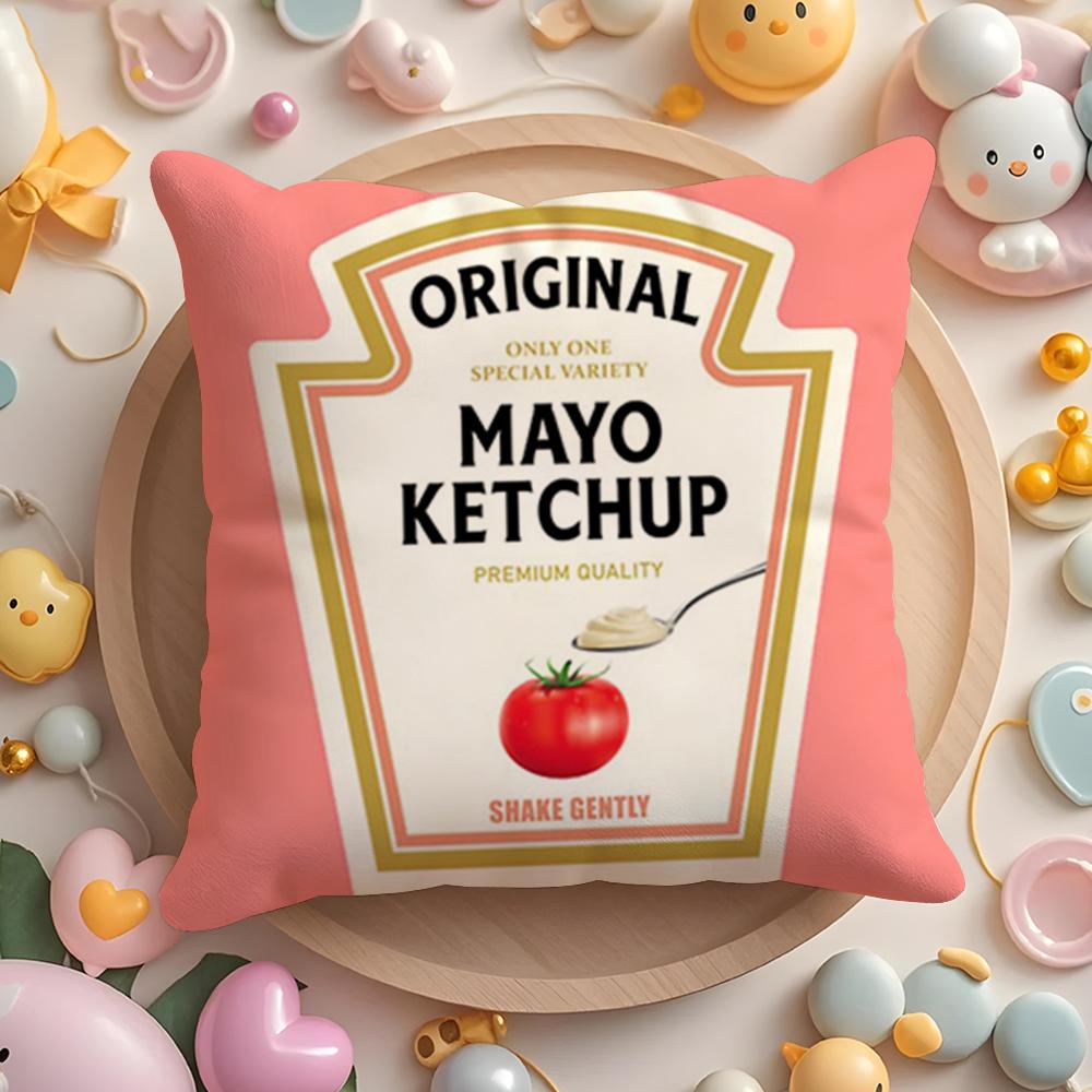 Pikpaka Funny K-Ketchup L-Label Cushion Cover Plush Fabric Soft Double-Sided Printed Sofa Warm Winter Home Gift Pillow Cover