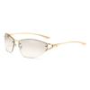 Occhiali da Sole Unici a Mezza Montatura Curva in Metallo Stile Cat-Eye per Donna, Occhiali da Sole alla Moda Y2K con Protezione UV Stile Europeo e Americano per Uomo
