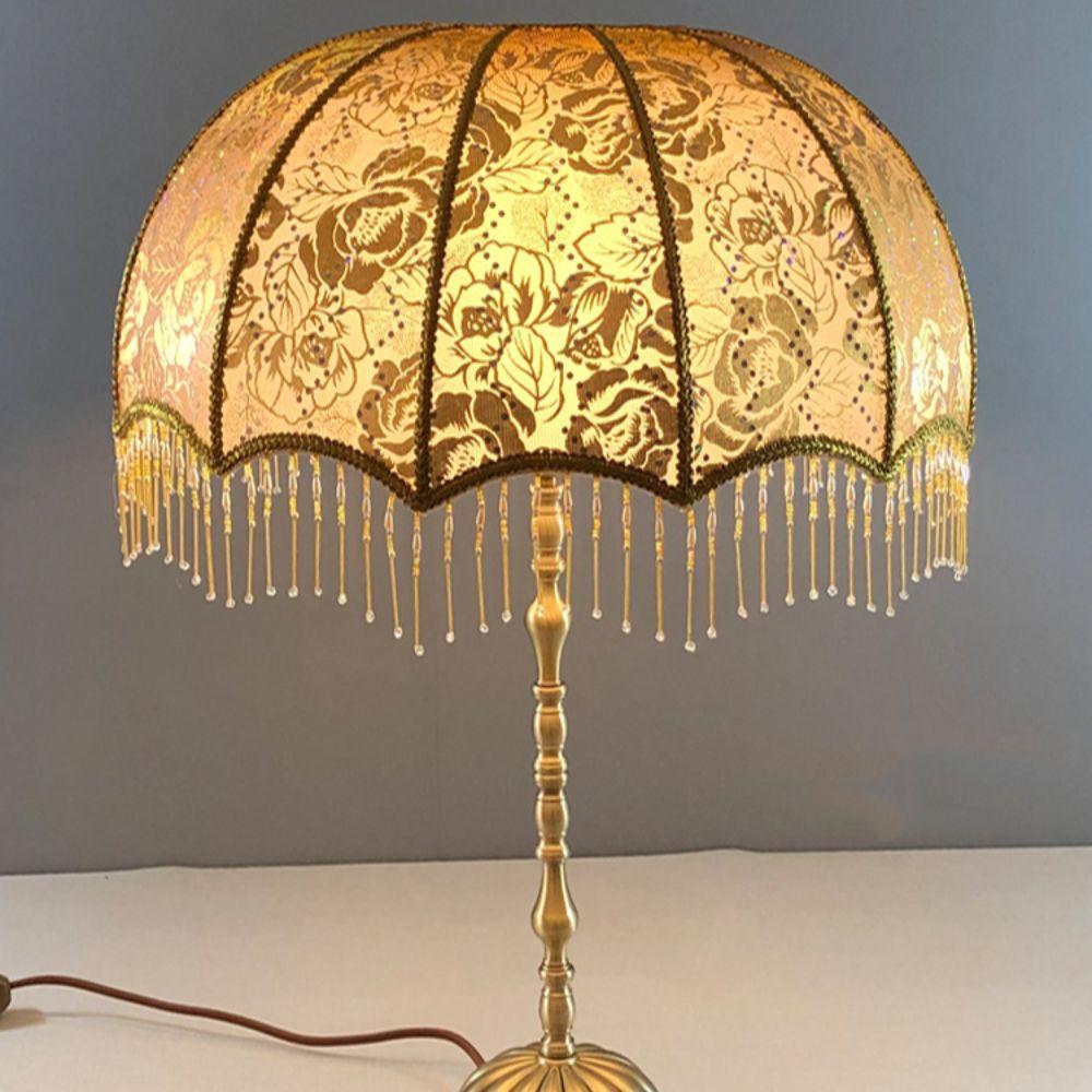 Beaded Tassel Lamp Shade Fabric E27 Lamp Cover Vintage Fringe Lamp Shades