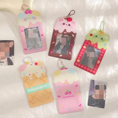 1 buc drăguț desen animat înghețată animal PVC card suport Kpop Star 3 inch foto card display maneca Kawaii fata ID card caz