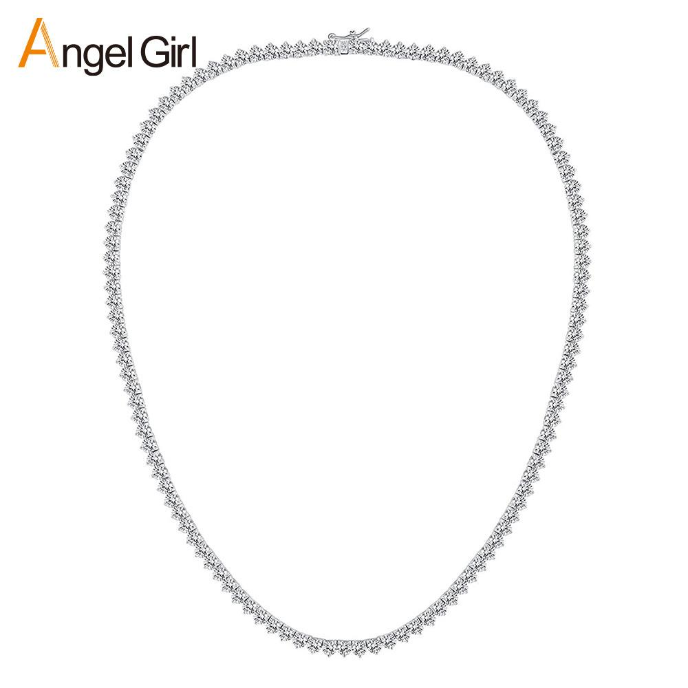 A three-claw tennis necklace 4mm hip-hop copper inlaid zircon light luxury, Europe and the United States, the trend of necklace decoration