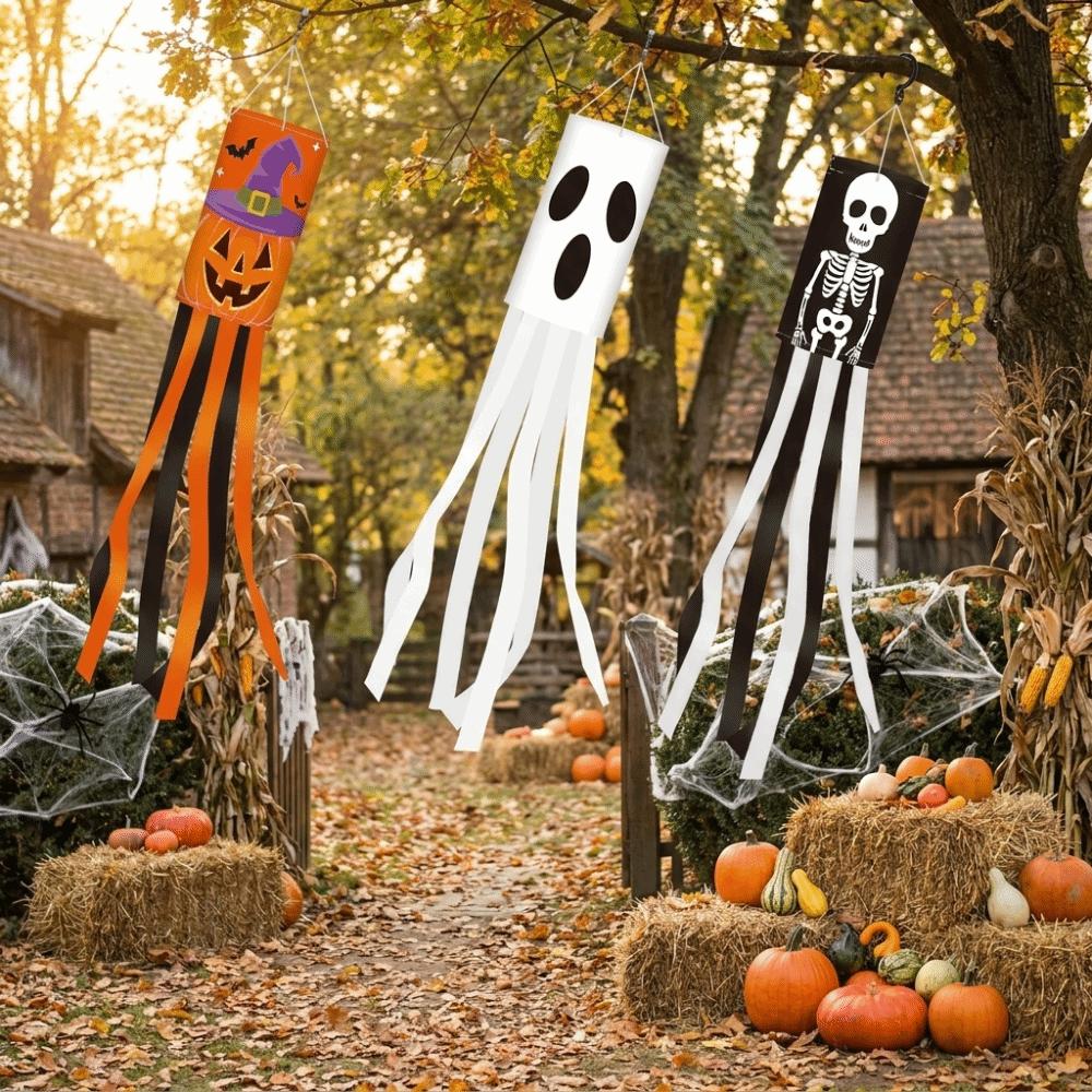 Pumpkin Ghost Pattern Outdoor Props Flags Festival Wind Vane Ghost Party Decorations