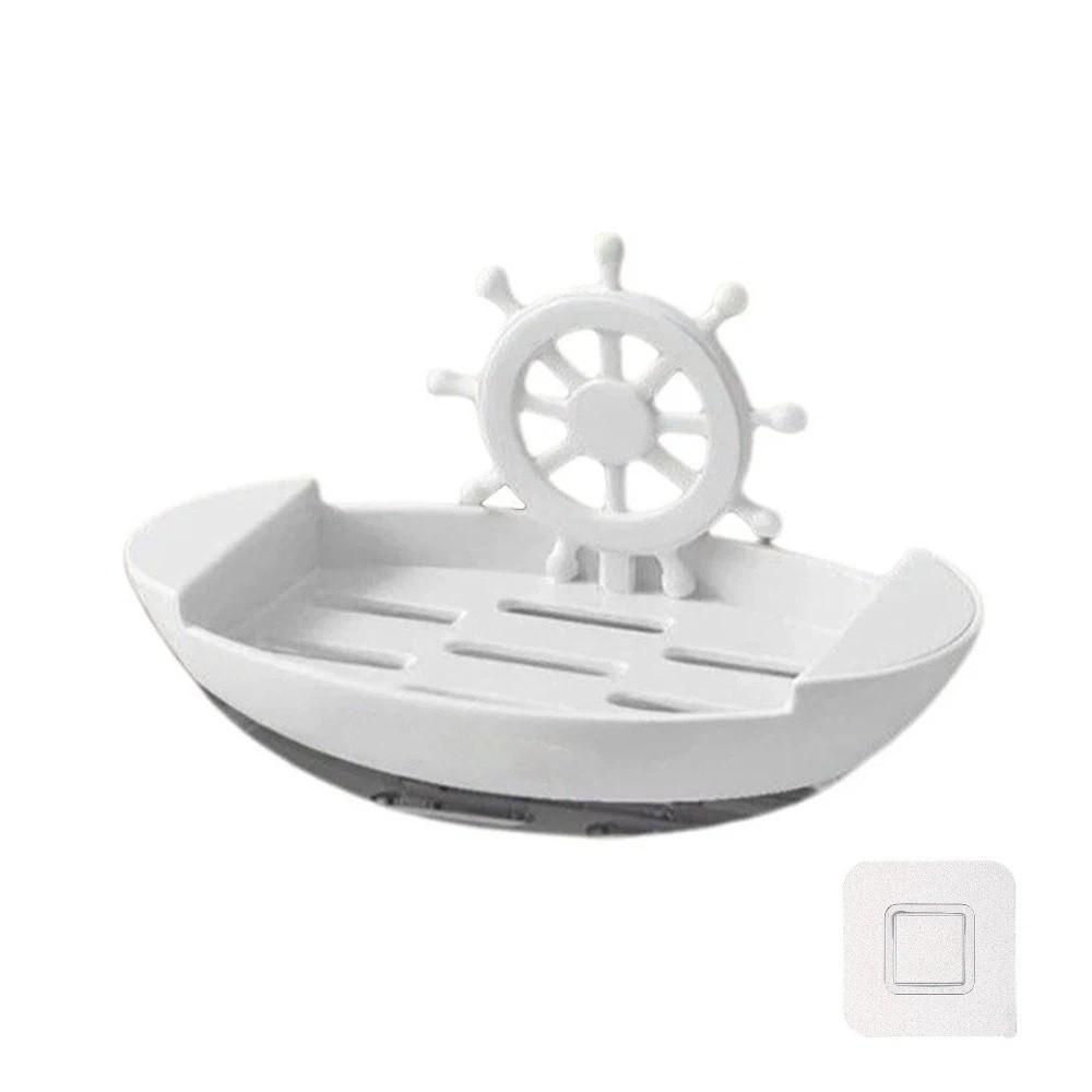 Plastic Boat-Shaped Soap Dish Drainage Cartoon Soap Dish Decor Soap Holder  Bathroom белый