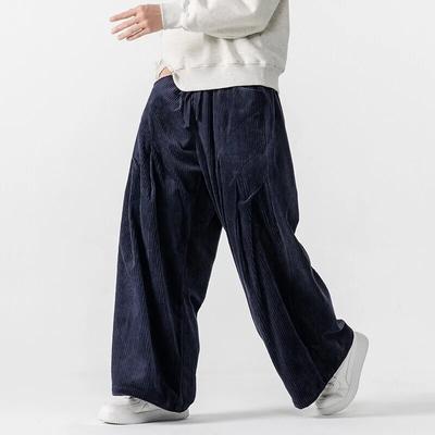 Calças Harem Masculinas de Veludo Cotelê Cor Sólida Calças Casuais Masculinas Oversized de Perna Larga Calças Jogger Masculinas Oversize Harajuku Calças Masculinas