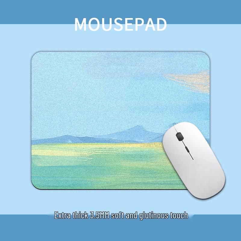 Kompaktní podložka pod myš ve stylu olejomalby se zeleným květem - Čtvercová podložka na stůl pro influencery