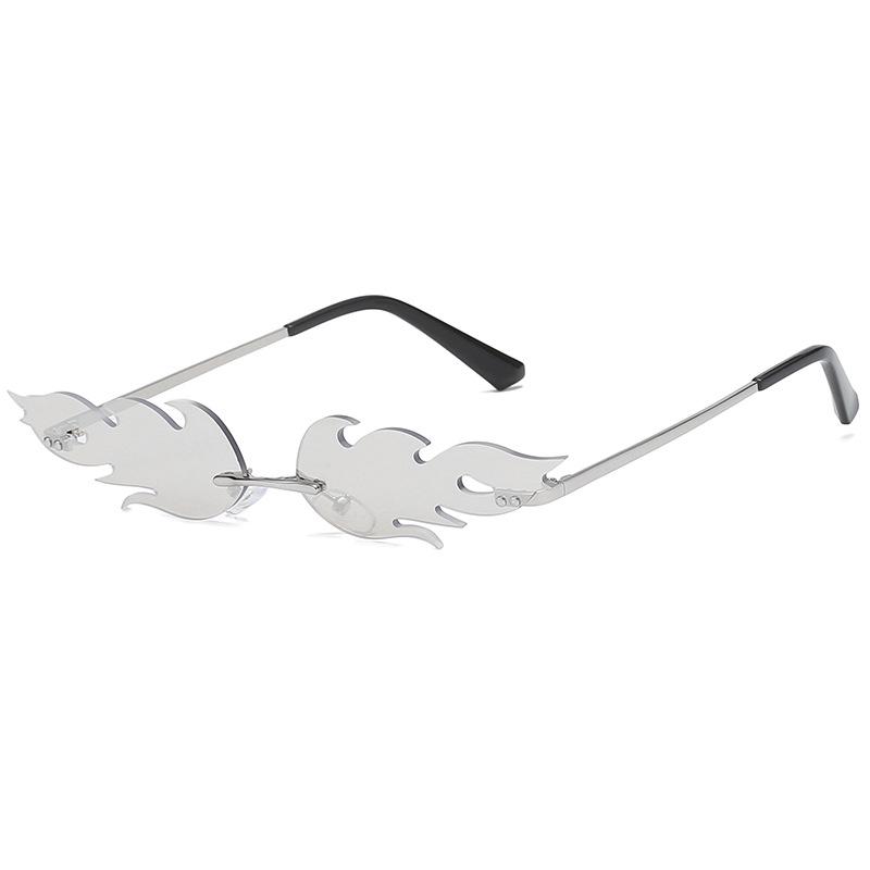 New fashion trend flame sunglasses men's and women's metal frameless street sunglasses European and American narrow-edge glasses S