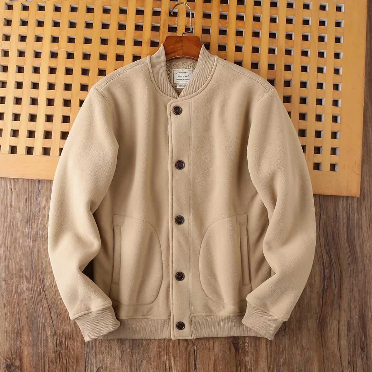 2026 New Style Double-Sided Fleece-Lined Baseball Jacket - Unisex Thickened Warm Outerwear for Autumn/Winter L