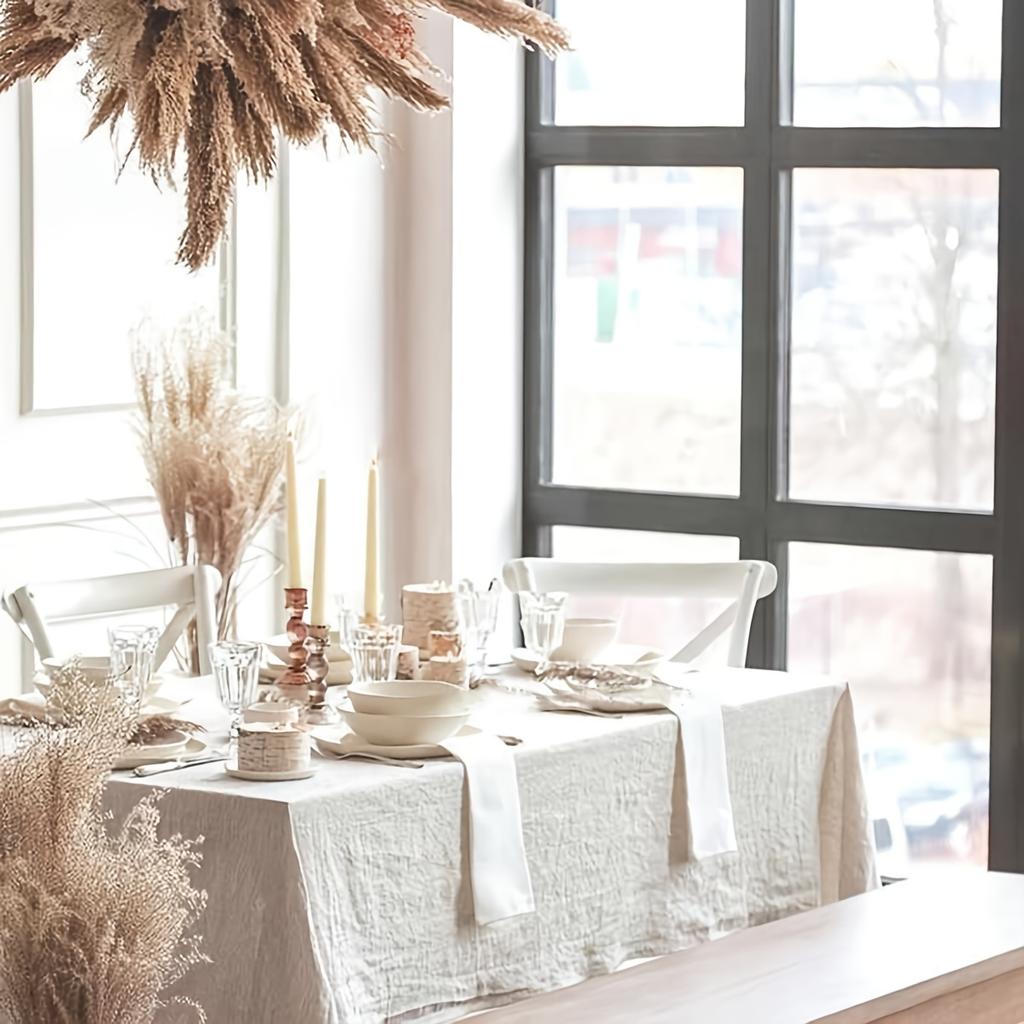 Tovaglie per la casa in stile Crema Francese, per Feste di Matrimonio, Tovaglie per Tavolo da Cucina per le Feste, Tovaglie Beige con Morbida Texture Pieghettata