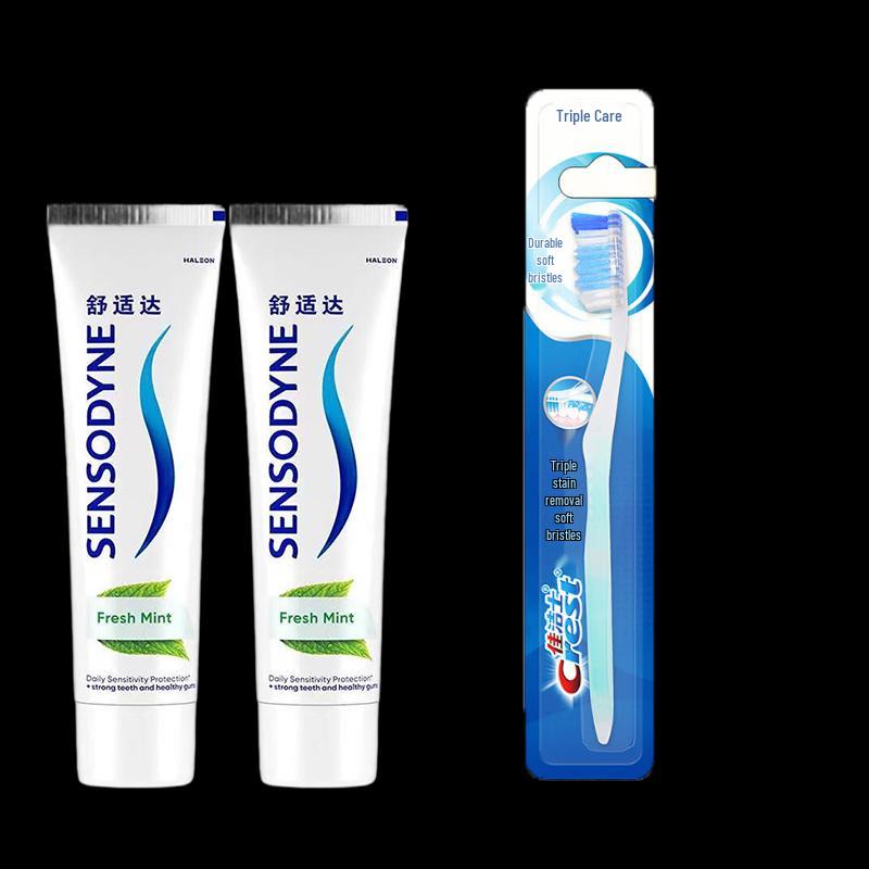 Sensodyne Cool Mint Toothpaste & Triple Care Toothbrush Set