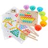 Wooden Children's Bead Puzzle Game Tweezers - Fun Hand-Eye Coordination Toy for Early Education