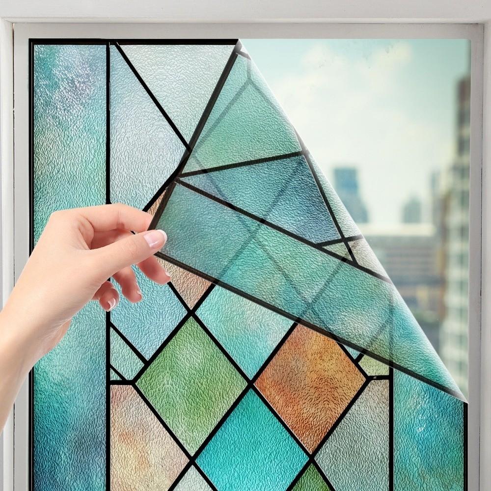 Static Cling Lattice Window Film Non-Adhesive Static Cling Film  Doors Installation